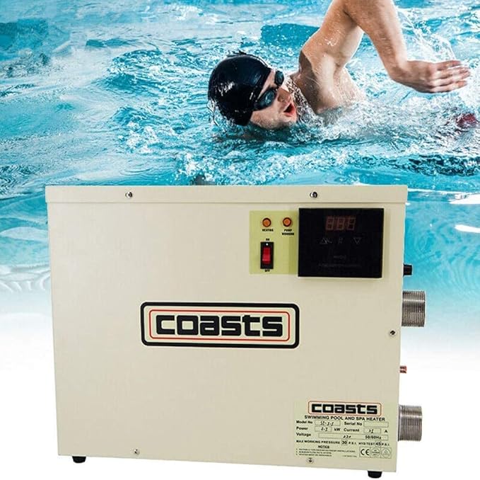 Swimming Pool Heat Pump 5000gallons, Max 40000BTU/hr, Heat Exchanger,240V/60Hz No