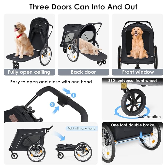 R8 Extra Large Foldable Pet Stroller 100 lbs,