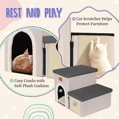 downluxe Dog Stairs for Small Dogs (2-Step Pet