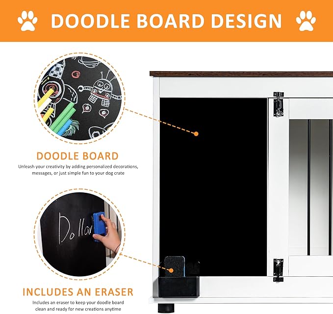 NicBex Dog Crate Furniture Doodle Dog Cage with 2 Doors