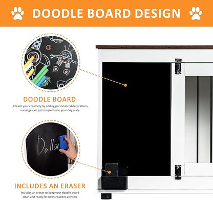 NicBex Dog Crate Furniture Doodle Dog Cage with 2 Doors