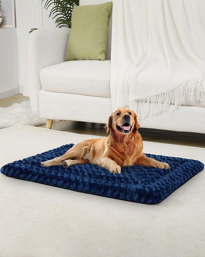 Washable Dog Bed Mat Reversible Dog Crate Pad Soft Fluffy Pet Kennel Beds Dog Sleeping Mattress for Large Jumbo Medium Small Dogs 41 x 27 Inch,