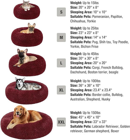 Veehoo Calming Dog Bed for Medium Small Dog 25 lbs 23", Burgundy