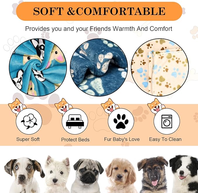 1 Pack 3 Blankets for Dogs Blankets for Large Dogs Medium Dog Blanket Super Soft Fluffy Premium Fleece Pet Blanket Flannel Throw for Dog Puppy Cat Paw Blanket(41x31 inch)