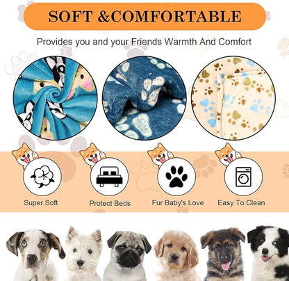 1 Pack 3 Blankets for Dogs Blankets for Large Dogs Medium Dog Blanket Super Soft Fluffy Premium Fleece Pet Blanket Flannel Throw for Dog Puppy Cat Paw Blanket(41x31 inch)