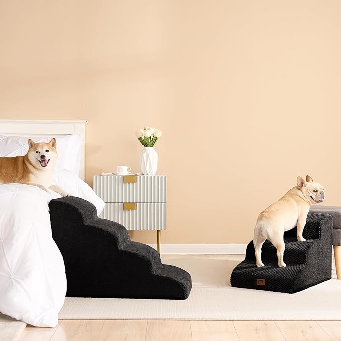 EHEYCIGA Curved Dog Stairs for High Beds 19.7" H 4-Step Dog