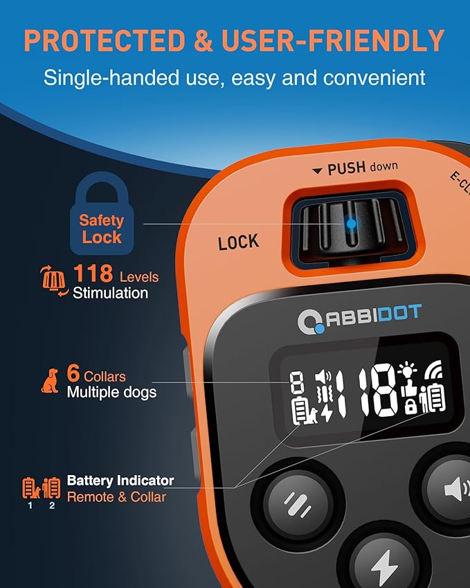 ABBIDOT Dog Shock Collar with Remote Control 4100 ft 178 Levels, 4 Correction 10-130 Lbs, 6 Dogs