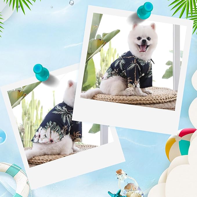 Dog Hawaiian Shirt Hawaii Style Summer Dog Clothes Boy Girl Breathable Cool Costume Beach Seaside Sweatshirt for Small Puppy Polo T-Shirt Pet Outfit