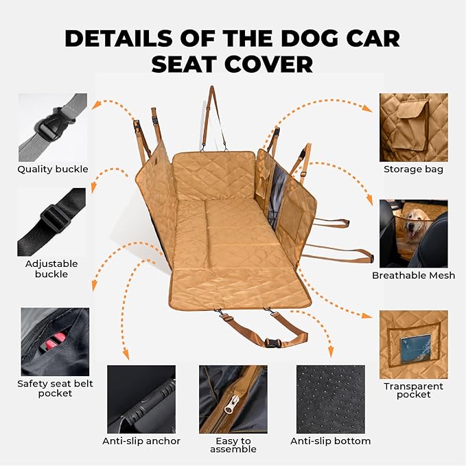FUNNYFUZZY back seat extender for dogs 100% Waterproof