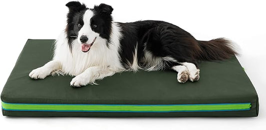 Bedsure Chewproof Durable Outdoor Waterproof Dog Bed with Heavy Duty Cover (36"x27", Moss