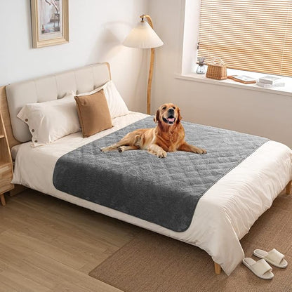 Waterproof & Anti-Slip Washable Faux Fur Dog Bed Cover and Pet Blanket Couch Cover Sofa Pet Bed Mat ，car Incontinence Mattress Protectors Furniture for Most Cats Dogs Pets