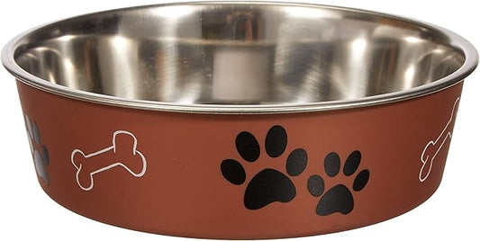 Loving Pets - Bella Bowls - Dog Food Water Bowl No Tip Stainless Steel Pet Bowl No Skid Spill Proof (Large, Copper)