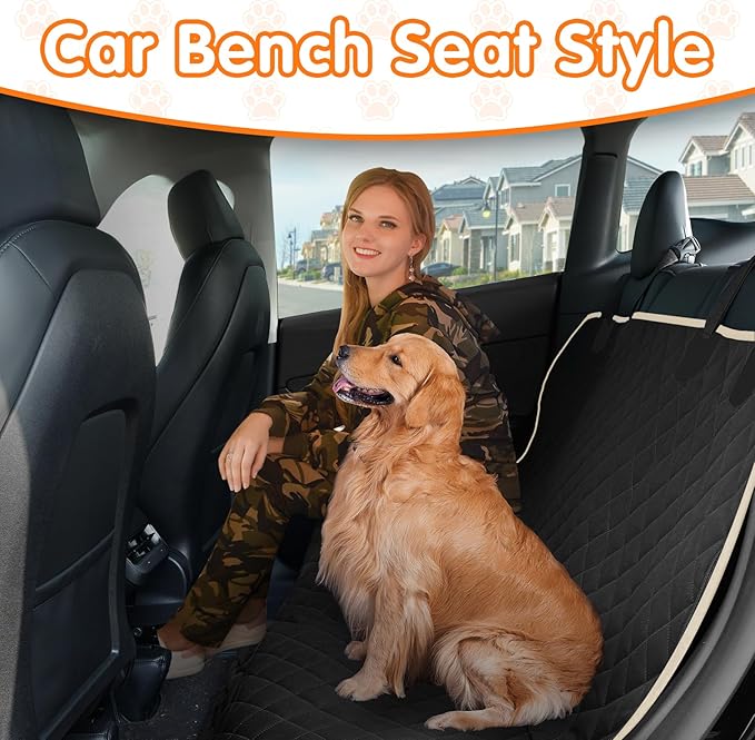 BESTSWEETIE 2024 Newest Dog Car Seat Cover for Back Seat 100% Waterproof