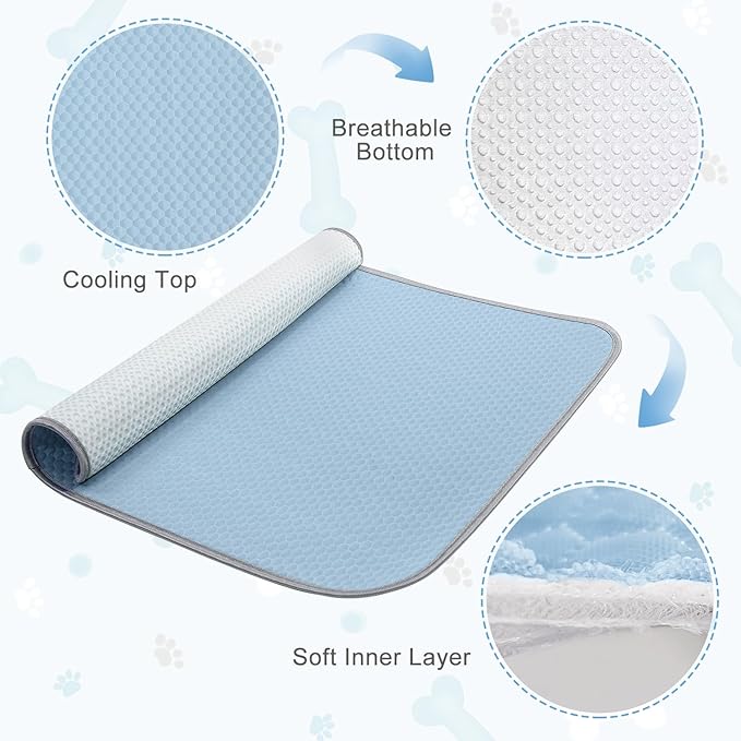 Summer Dog Cooling Mat Washable Ice Silk Self Cool Pad for Small Medium Large Dogs and Cats 40x28in)