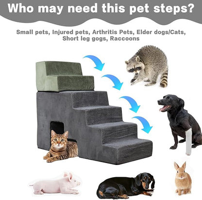 Dog Stairs Dog Steps 30 inches High for Small Large Dogs for High Beds 28-34 inches Tall 35D Foam 30 inches,