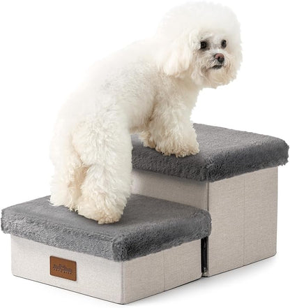 C0ZY KISS Dog Storage Stairs for Chair 10" H 19.68x13x9.64in, Grey, 2 Tiers