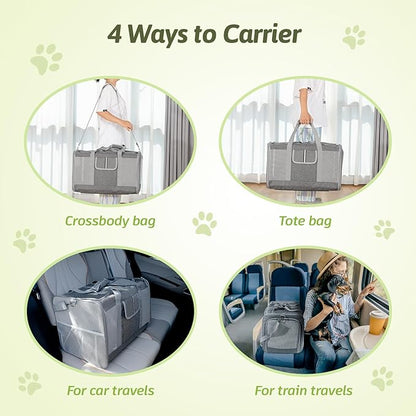 Sedioso Extra Large Cat Carrier for 2 Cats, 24x 14x 16in Pet Carrier for Cat and Dog Up to 40lbs, All-Sided Large Mesh Cat Carrier with Great Ventilation, Portable Soft Sided Pet Carrier for Traveling