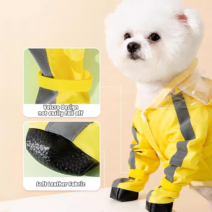 HDKUW Dog Raincoat and Rain Shoes Set
