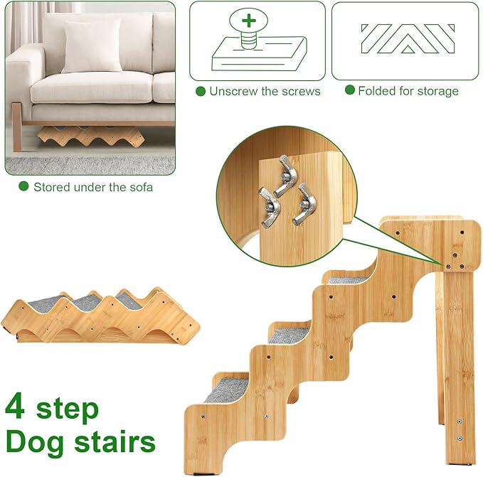Dog Stairs for High Bed and Couch 4-Steps Non-Slip