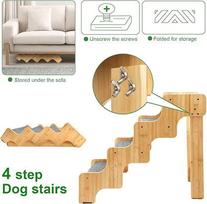 Dog Stairs for High Bed and Couch 4-Steps Non-Slip