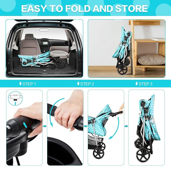 Dog Stroller for Small Dogs 3 Wheels,