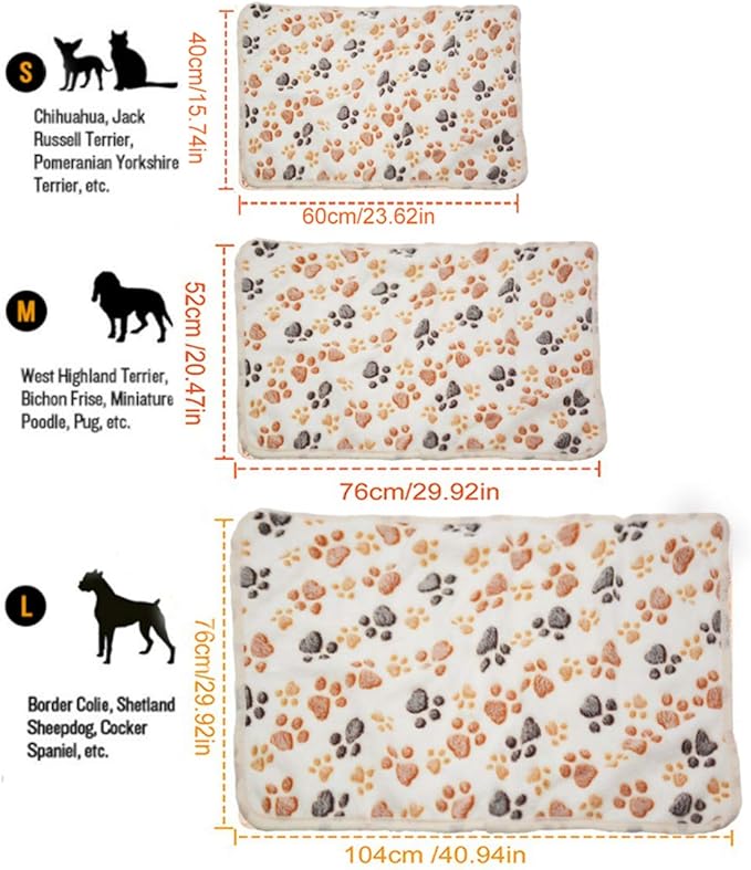 SORKUT 1 Pack 3 Puppy Dog Blankets Super Soft Warm Sleep Mat Fluffy Premium Fleece Pet Blanket Flannel Throw for Dog Puppy Cat Small(23"x15")