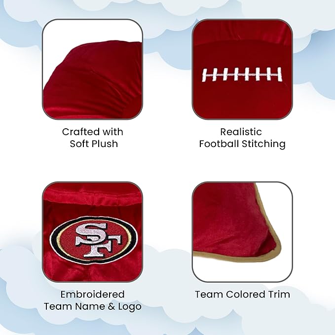 NFL PET Bed - San Francisco 49ers Soft & Cozy Plush Pillow Bed. - Football Dog Bed. Cuddle, Warm Sports Mattress Bed for Cats & Dogs