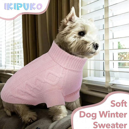 Small Dog Sweater, Fall Puppy Sweaters Boys Girls, Knit Dog Sweatershirt with Harness Hole, Halloween Sweater for Small Dogs, Thick Pullover Doggie Costumes for Toy Poodle, Yorkie, Pink S