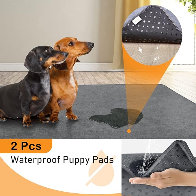 LOOBANI Non-Slip Washable Pee Pad for Dogs 1 Pack 82x120in, Gray