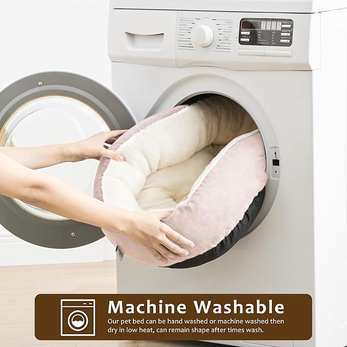 Love's cabin Round Donut Cat and Dog Cushion Bed 30in Pet