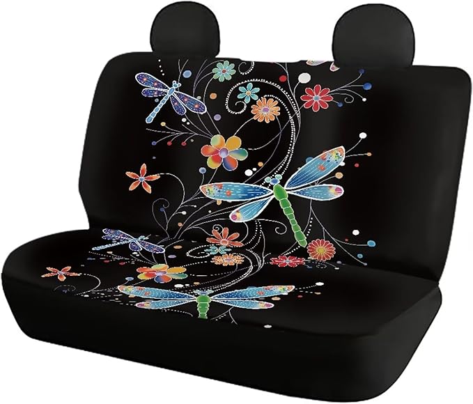 Dragonfly Flower Cat Seat Covers for Cars Full 4PC for