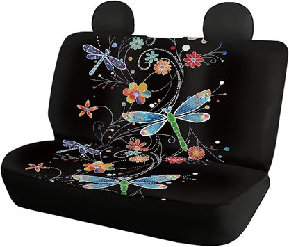 Dragonfly Flower Cat Seat Covers for Cars Full 4PC for