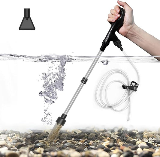 fish tank siphon, fish tank water changer, aquarium vacuum gravel cleaner, Manual 80GPH, Water Changer Adjustable Length, Suitable for small and medium-sized fish tanks.