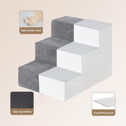 EHEYCIGA Dog Stairs for Small Dogs 13.5" H 3-Step Dog