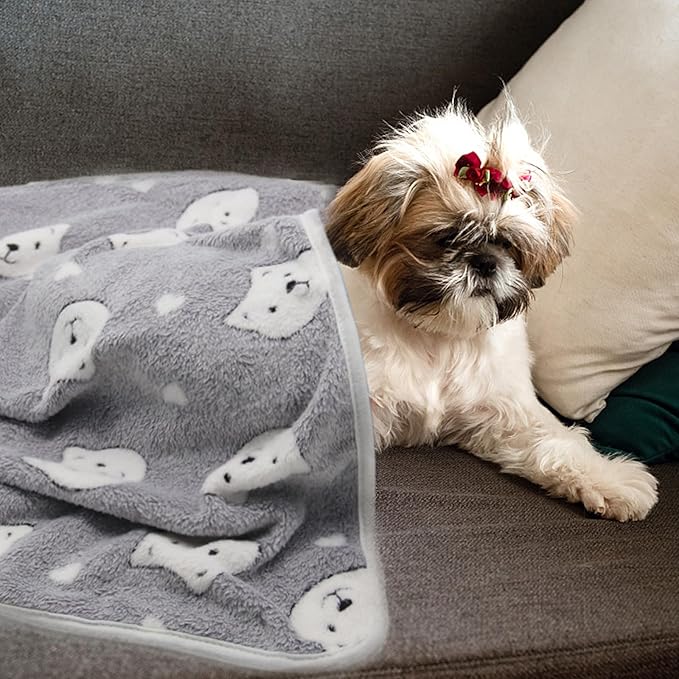 1 Pack 3 Puppy Blankets Super Soft Dog Blankets Warm Sleep Mat Bear Print Blanket Fluffy Fleece Pet Blanket Flannel Throw Blankets for Small Dogs Puppy Dogs Fluffy Cats (29"x20")