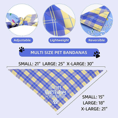 Dog Birthday Bandana Reversible Multi Size Offered for Dog Birthday Boy