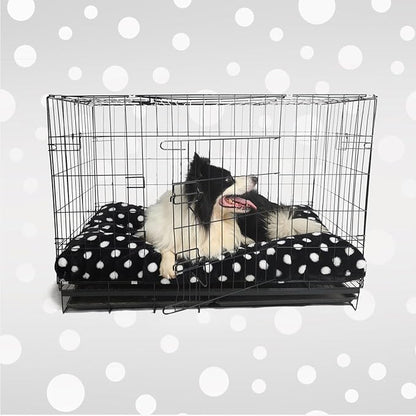 36 inch Dog Crate pad fits 40-70 lbs Dogs, fits 36 x 23 Dog Crate Bed, Washable, Anti-Slip, Short Plush, Black with White dots,