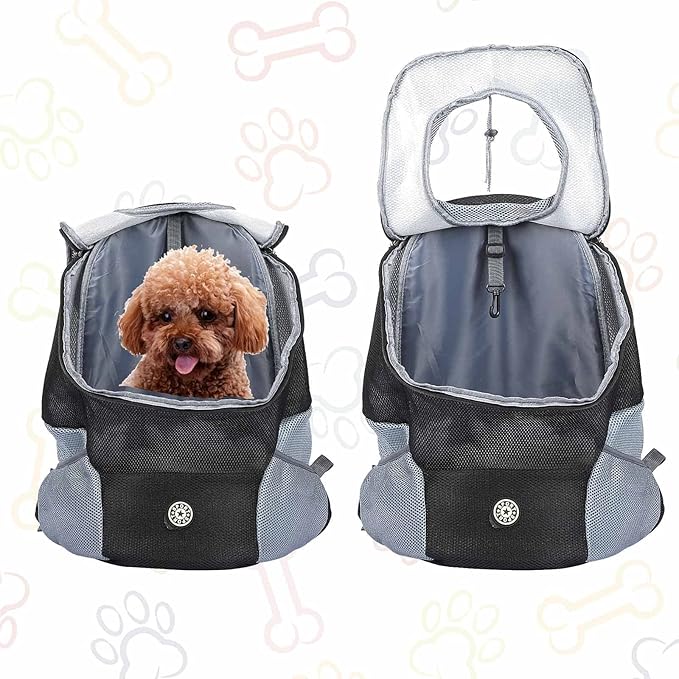 Dog Backpack, Puppy Backpack, Pet Carrier Backpack Small Dog Backpack Carrier Pet Travel Carrier Dog Front Carrier with Breathable Head Out Design and Padded Shoulder for Hiking Outdoor Travel(M)