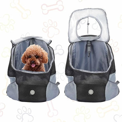 Dog Backpack, Puppy Backpack, Pet Carrier Backpack Small Dog Backpack Carrier Pet Travel Carrier Dog Front Carrier with Breathable Head Out Design and Padded Shoulder for Hiking Outdoor Travel(L)