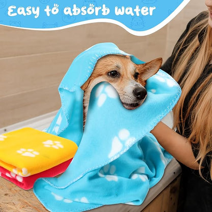 Eccliy 20 Pcs Puppy Blanket Pet Blanket Soft Fleece Dog Blankets Doggie Blanket Warm Felt Throw Blanket Sleep Mat Bed Covers Small Blankets for Puppy Pet Dogs Cat 20 Styles (Paw,39 x 35 Inch)
