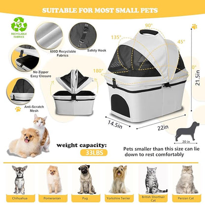 Dog Stroller for Small/Medium Dogs Cats Up to 33LBS 3-in-1 Lightweight