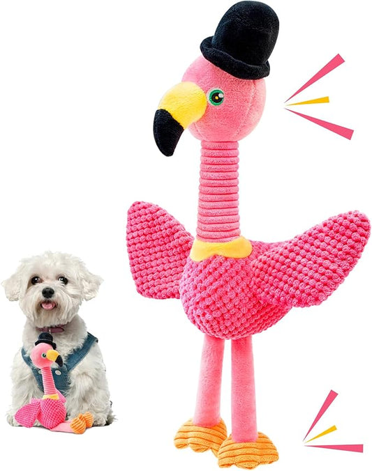 Squeaky Dog Toys, Cute Flamingo Plush Toy for Dogs Indoor Play, Interactive Dog Toys with Non-Shedding Material for Small and Medium Dogs