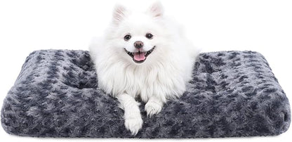 KSIIA Washable Dog Bed Deluxe Plush Dog Crate Beds Fulffy Comfy Kennel Pad Anti-Slip Pet Sleeping Mat for Large 29" x 21", Dark