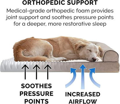 Furhaven Orthopedic Dog Bed for Large Dogs w/ Removable Bolsters & Washable Cover 95 lbs