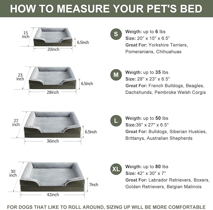 WNPETHOME Waterproof Dog Beds for Medium Dogs, Orthopedic Medium Dog Bed with Sides, Big Dog Couch Bed with Washable Removable Cover, Pet Bed Sofa with Non-Slip Bottom for Sleeping