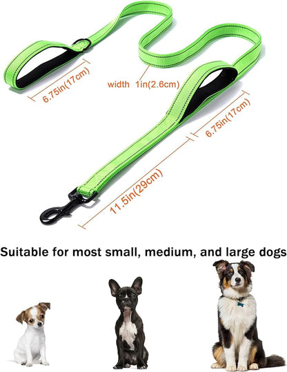 Solmoony 6FT Green Strong Dog Leash with 2 Padded Handles 6FT)