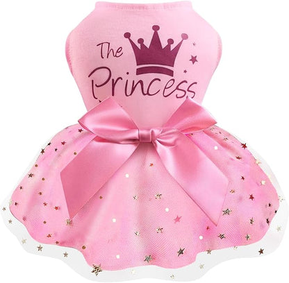 Idepet Princess Dog Dress Tulle Puppy Skirt Pet Apparel Dog Tutu with Bowknot