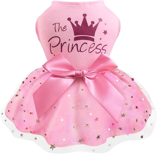 Idepet Princess Dog Dress Tulle Puppy Skirt Pet Apparel Dog Tutu with Bowknot