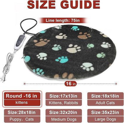 Cat Heating Pad Round-16in Pet Heating Pad for Cats