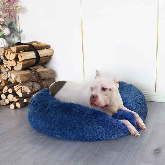 Fluffy Donut Dog Beds for Large Dogs Calming 35 Inches